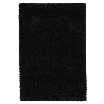 Sierra 9000 Plush Soft High-Density Stain-Resistant Plain Textured Polypropylene Shaggy Black Rug-Think Rugs-Rug Love - The Most Loved Rug Store